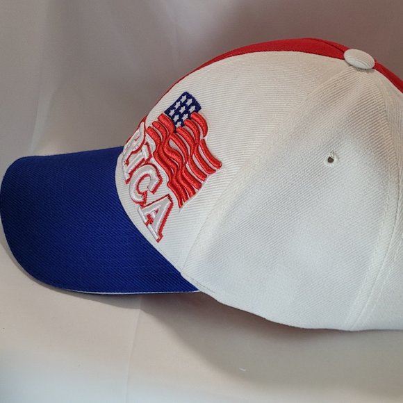 Baseball Cap AMERICA Bald Eagle USA Flag Red White Blue VelcroBack One Size - Picture 3 of 8